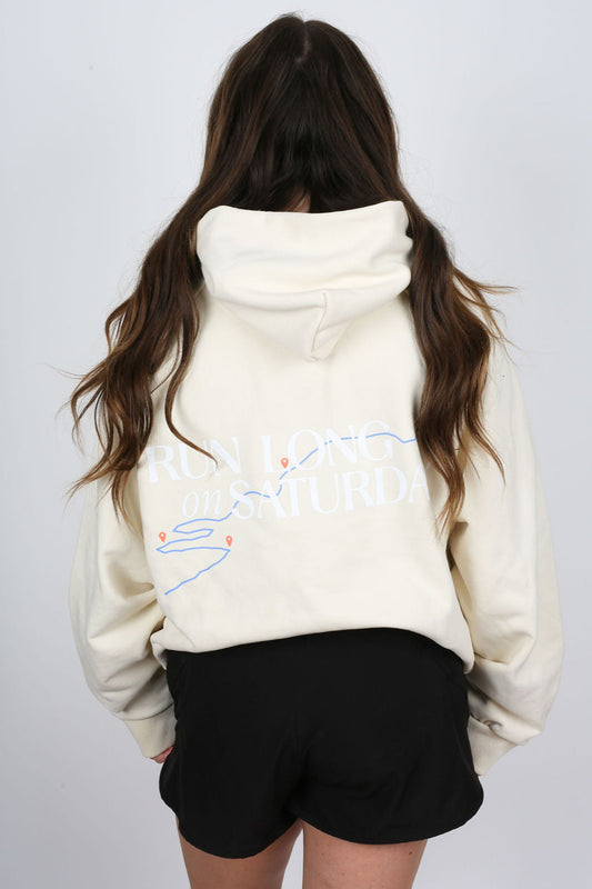 Run Long on Saturday Hoodie in Cream